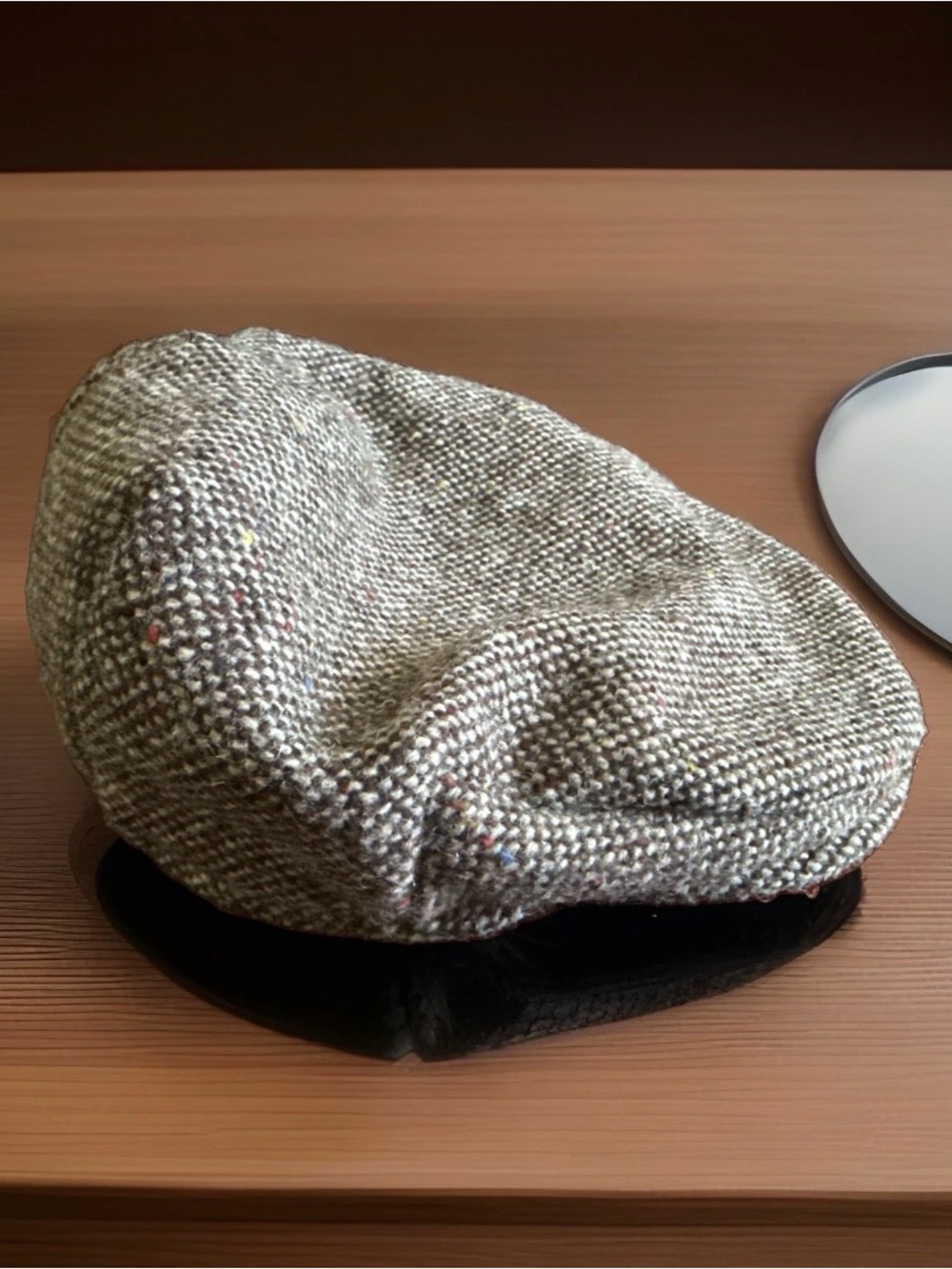 Hannah Neutral Tweed Flat Cap with Multicolor Flecks